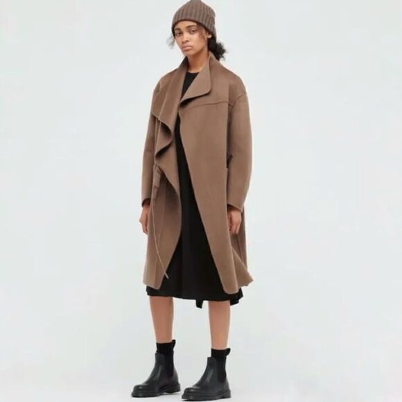 Uniqlo + J Jil Sanders Cashmere Wool Blend Collarless Coat- Excellent Condition - Picture 4 of 7